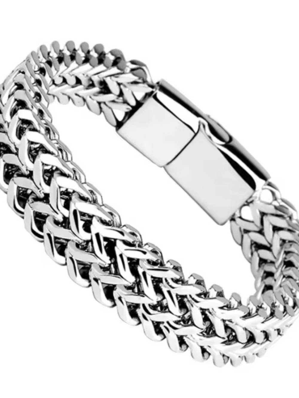 Men's Silver Braided Stainless Steel Bracelet